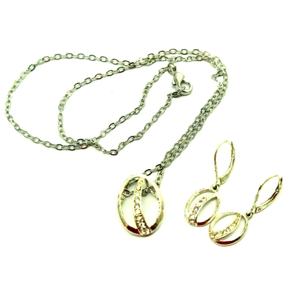 Vintage Avon Nina Ricci Silvertone Pendant Necklace Earring Set